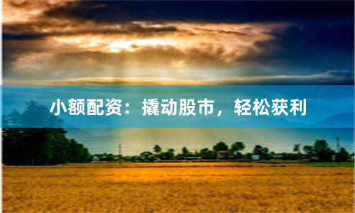 小额配资:撬动股市,轻松获利